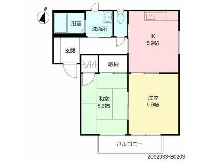 バリュージュ富の原E棟(2DK/2階)の間取り写真