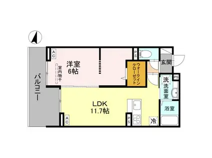 グランヴィル(1LDK/2階)の間取り写真