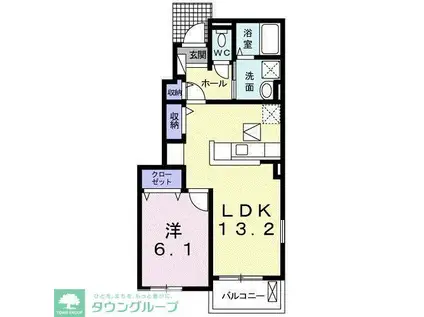 エレガント・ヒルズII(1LDK/1階)の間取り写真