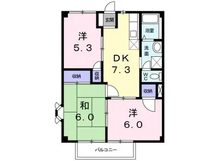 ハイツ林Ⅱ(3DK/1階)の間取り写真