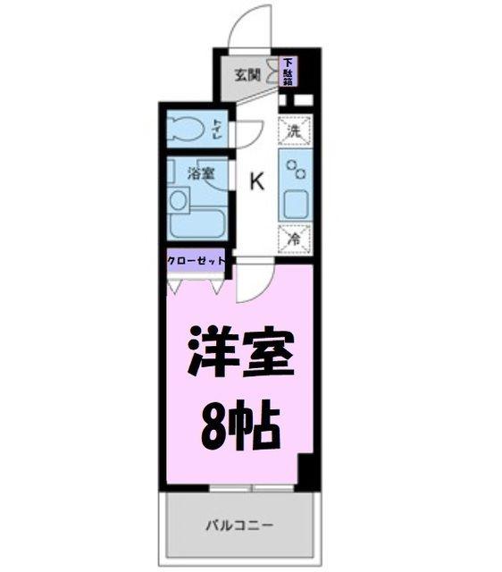 WILL DO 越谷(1K/4階)の間取り写真