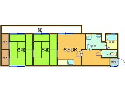 サンライフ相・藤井C棟(2DK/1階)の間取り写真