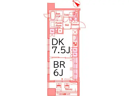 レジデンス横濱リバーサイド(1DK/6階)の間取り写真