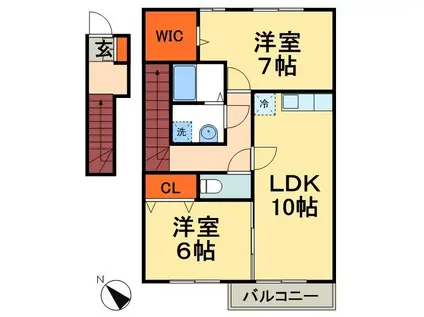 ティアレスクエア(2LDK/2階)の間取り写真