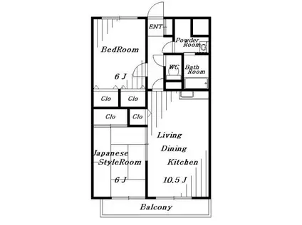 ヴィレッジ京成稲毛駅前(2LDK/1階)の間取り写真