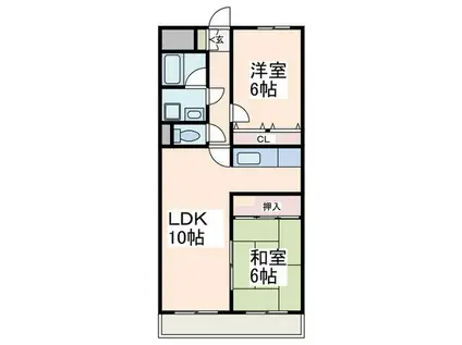 リバティハウス(2LDK/4階)の間取り写真