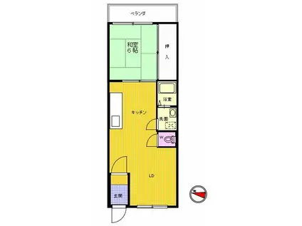 グリーンビレッジ(1LDK/2階)の間取り写真