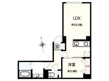 CREAL新富町(1LDK/5階)の間取り写真