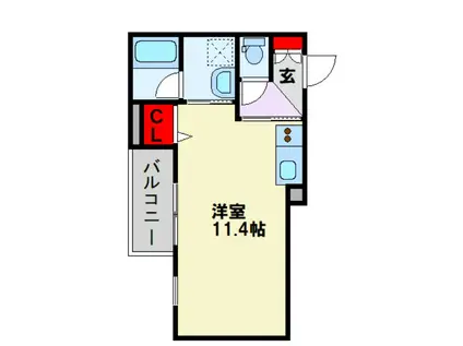 守恒本町1丁目(1K/2階)の間取り写真