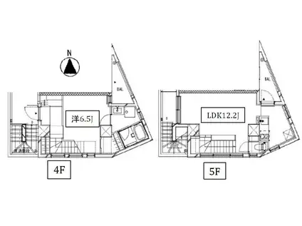 クーカイテラス恵比寿(1LDK/4階)の間取り写真