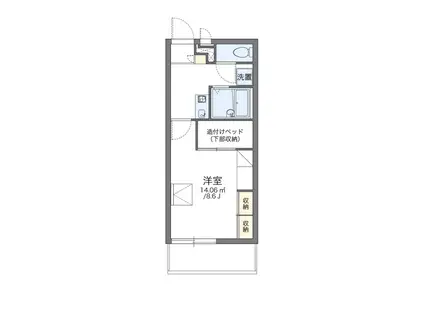 レオパレス朝日(1K/3階)の間取り写真