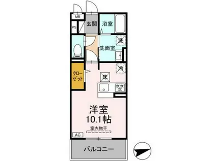 メゾングランレーヴ A棟(ワンルーム/1階)の間取り写真