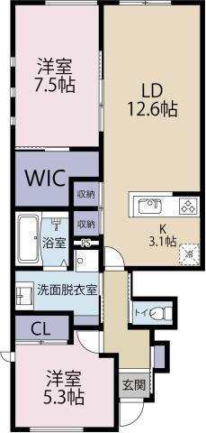 BELLE LEAD 東吉野 B棟(2LDK/1階)の間取り写真