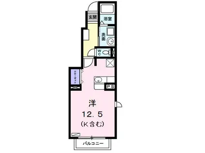 アンジュ(ワンルーム/1階)の間取り写真