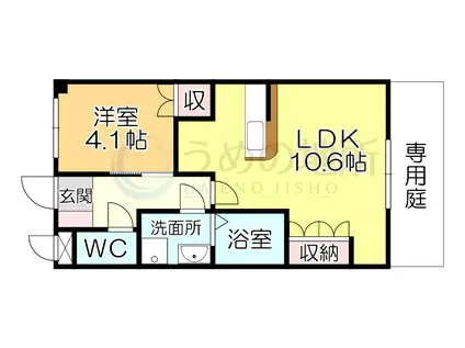 SONNETTEI(1LDK/1階)の間取り写真