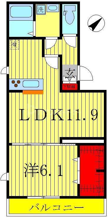 ノールメゾン南流山II(1LDK/1階)の間取り写真
