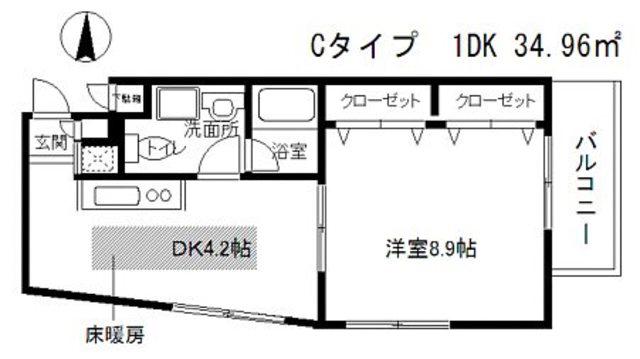 メゾンエトワル(1DK/2階)の間取り写真