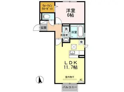 ルイーダ(1LDK/1階)の間取り写真