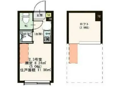 ラフォーレ中板橋(ワンルーム/2階)の間取り写真