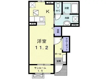 シャルマンI(ワンルーム/1階)の間取り写真