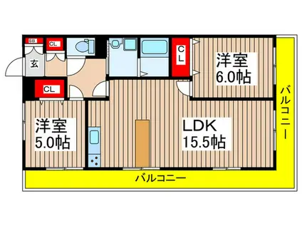 チクマハイツ(2LDK/2階)の間取り写真