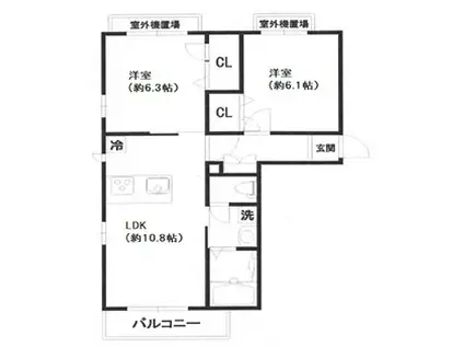 ASSET(2LDK/2階)の間取り写真