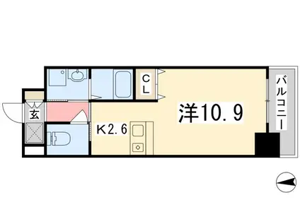 インタービレッジ高岡駅前(ワンルーム/6階)の間取り写真