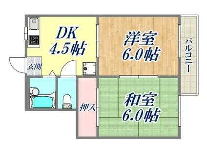 フジハイツ武庫之荘1(2DK/2階)の間取り写真