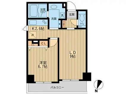 クリオ上野毛ラ・モード(1LDK/3階)の間取り写真