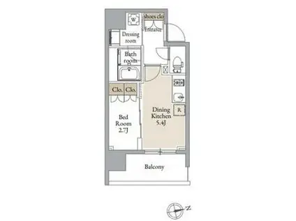 シーズンフラッツSENDAI イースト(1DK/7階)の間取り写真