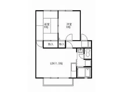ボンヌシャンスI(2LDK/1階)の間取り写真