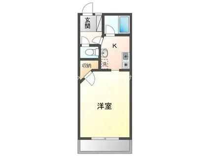 ユトリロつつじが丘2(1K/4階)の間取り写真