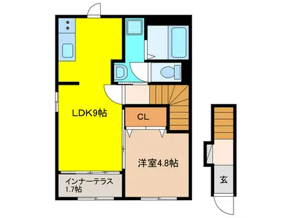 大口町 (1LDK/2階)の間取り写真