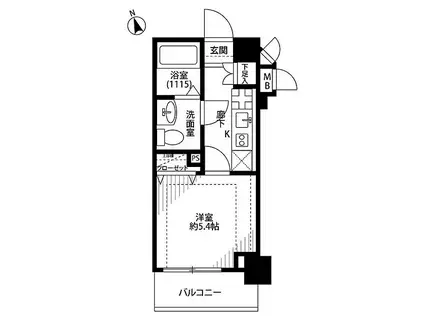 プレール・ドゥーク早稲田(1K/2階)の間取り写真