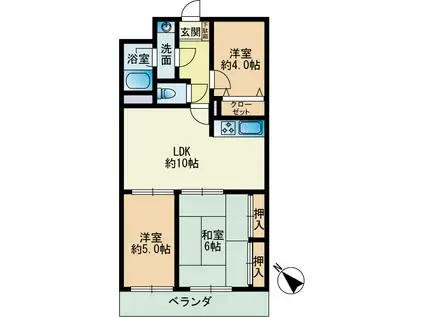 セザール姪浜(3LDK/2階)の間取り写真