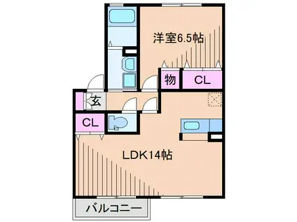 ソレイユ新吉田東(1LDK/1階)の間取り写真
