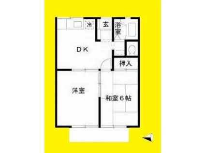 カサヴェルデ大町(2DK/1階)の間取り写真