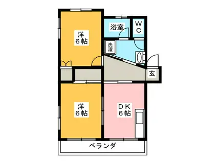 パラシオンKONT(2DK/3階)の間取り写真