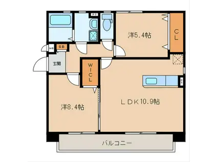 ベーチェル(2LDK/1階)の間取り写真