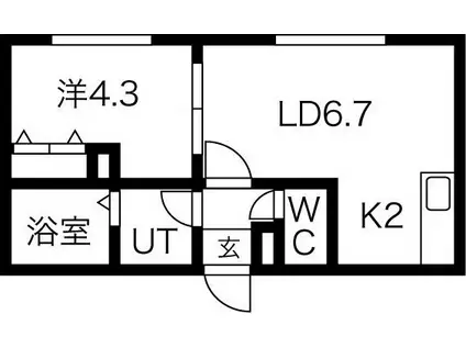 アビターレウーノ(1LDK/2階)の間取り写真