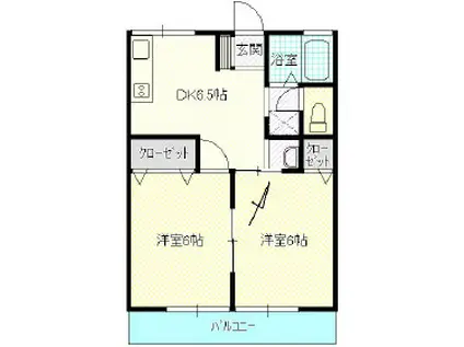 シティハイムローズアイランドI(2DK/1階)の間取り写真