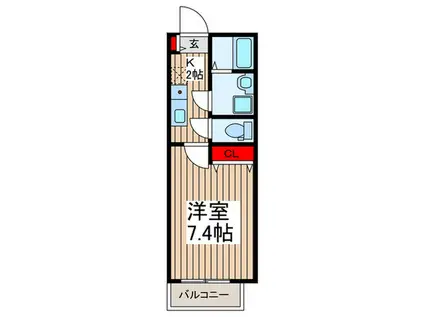 COCOLON朝霞(1K/2階)の間取り写真
