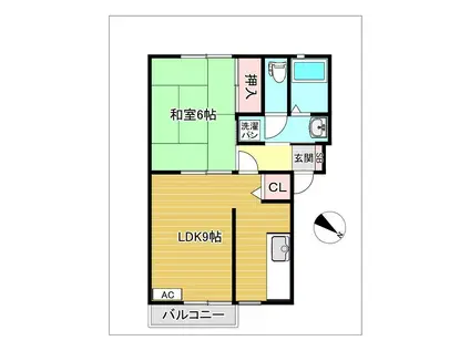 ウィンディア98B(1LDK/1階)の間取り写真
