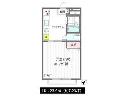 コーポフジ(1K/2階)の間取り写真