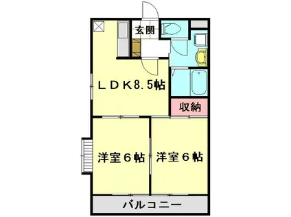 レジデンスK・N(2DK/2階)の間取り写真