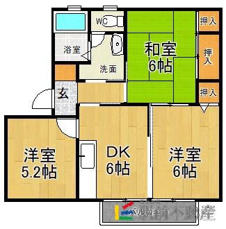 エスペランサ野口A(3DK/2階)の間取り写真