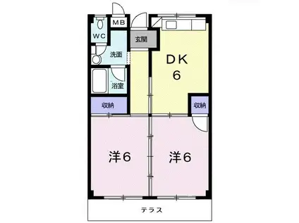 ヴィラサンライズ(2DK/1階)の間取り写真