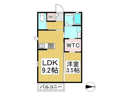 ウィズハイム篠ノ井布施高田(1LDK/1階)の間取り写真