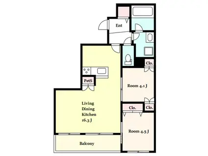 ビサイド・アベニュー世田谷1丁目メゾン(2LDK/2階)の間取り写真
