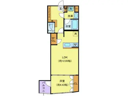 オープンブルーム渋谷本町(1LDK/2階)の間取り写真